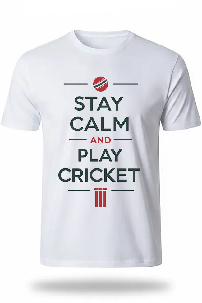 Stay Calm And Play Cricket Unisex Standard Crew T-Shirt