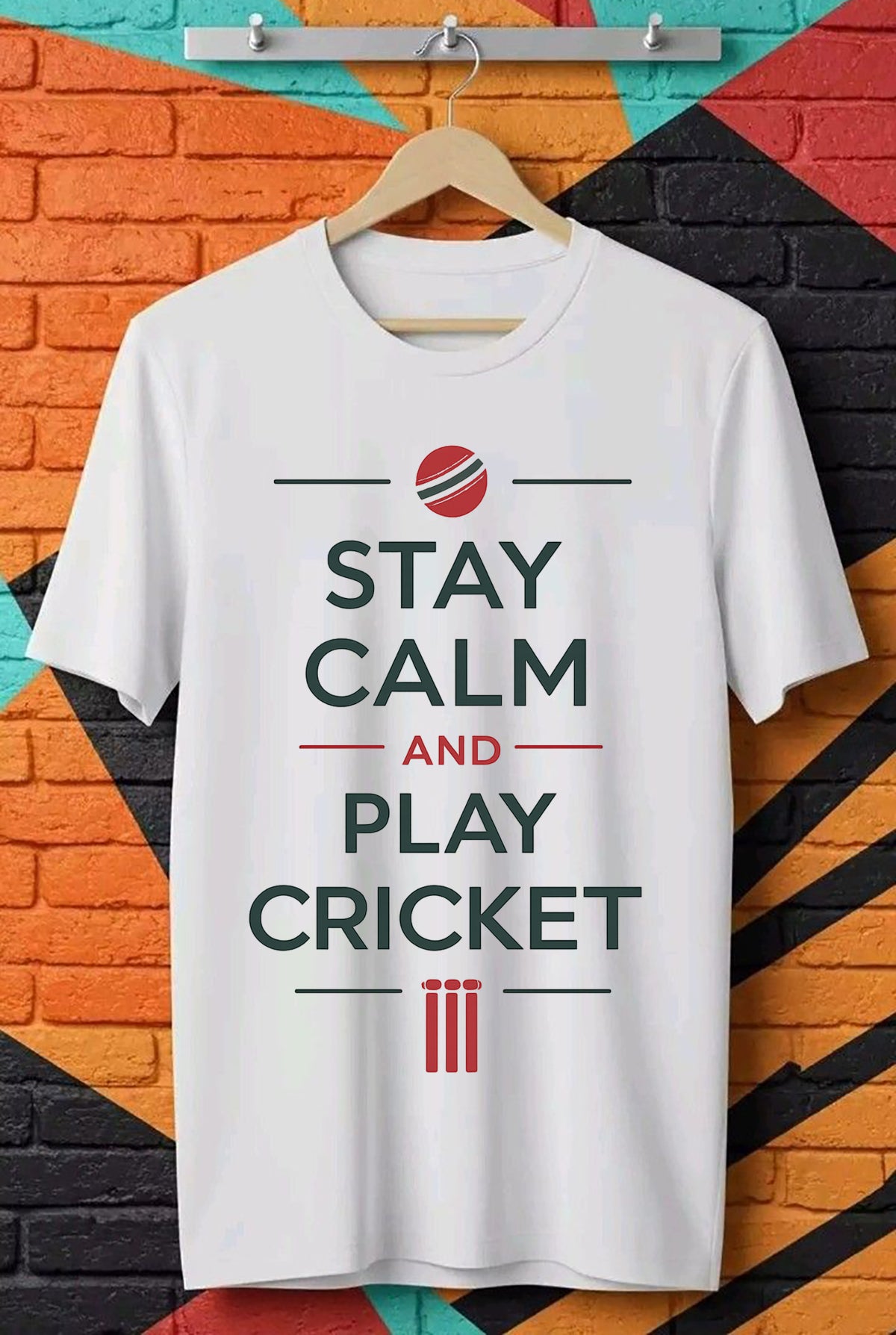Stay Calm And Play Cricket Unisex Standard Crew T-Shirt