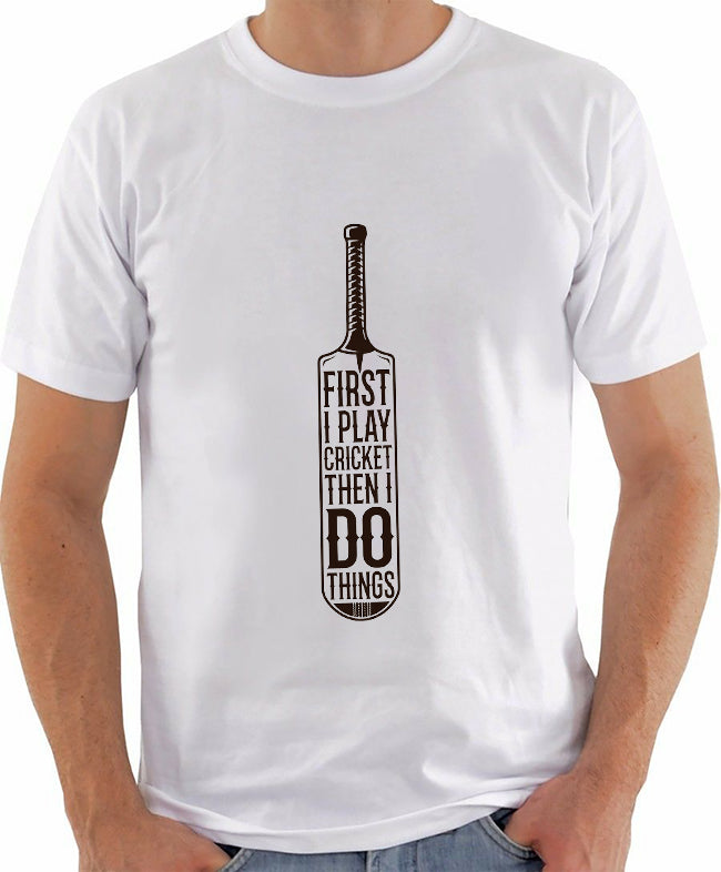 I Play Cricket First T-Shirt – Cricket Lover Graphic Tee