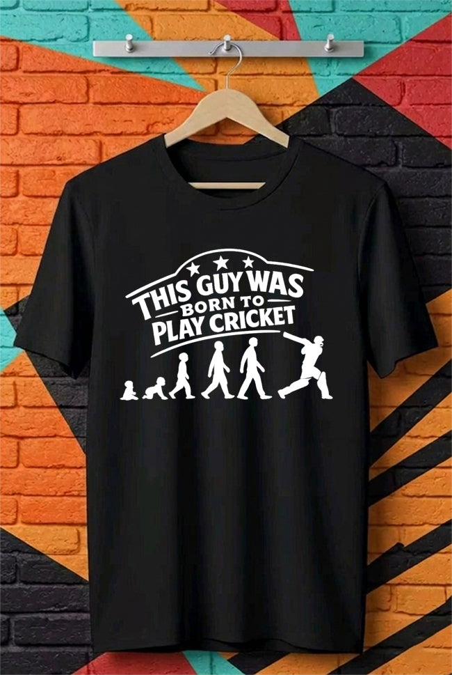 This guy was Born To Play Cricket – Cricket Lover Graphic Tee